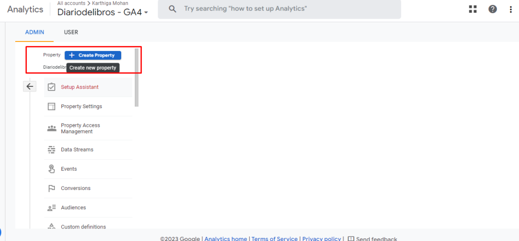 Google Analytics property in GA4