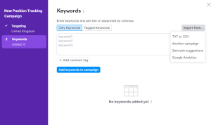 SEMrush Keyword Position tracking