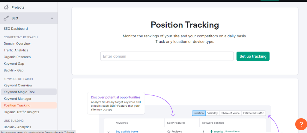 SEMrush Position Tracking