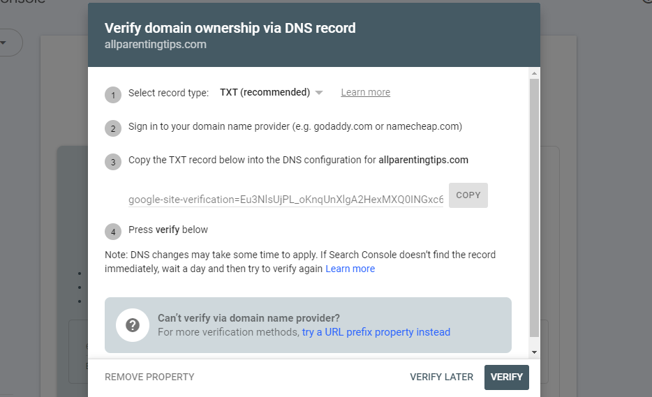 Verify Website Ownership